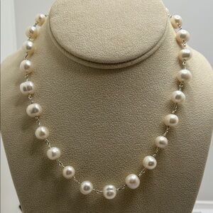 Freshwater  Pearl Station Necklace - Cream Pearls